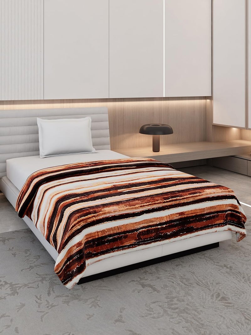 Monte Carlo Brown Printed Single Bed 290 GSM Ac Blanket (Width 160 CM, Length 220 CM) - 3 - Image 1