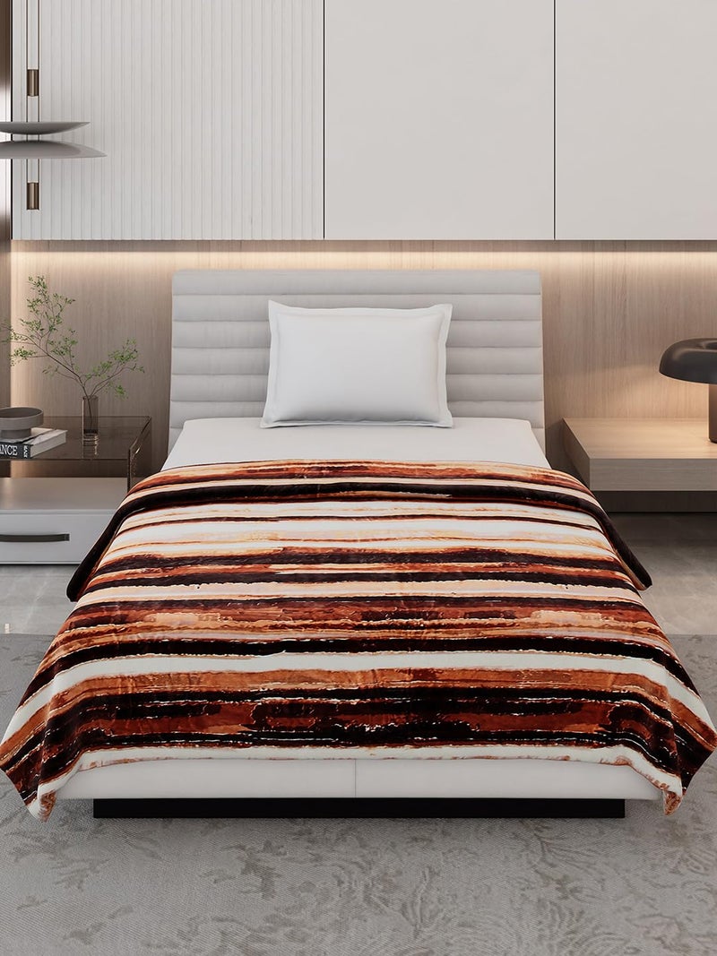 Monte Carlo Brown Printed Single Bed 290 GSM Ac Blanket (Width 160 CM, Length 220 CM) - 3 - Image 3