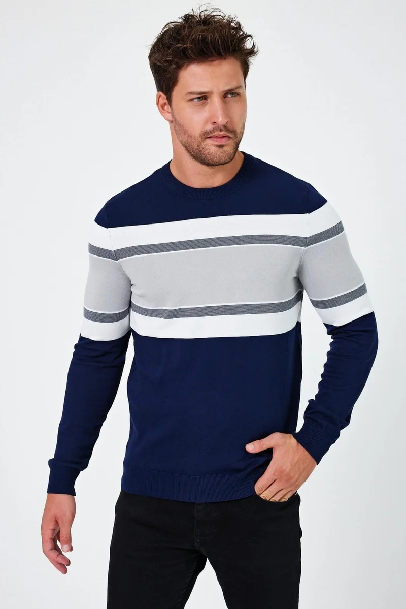 Alexander Gardi Crew Neck Color Block Regular Fit Sweater (E24-EZE-15)