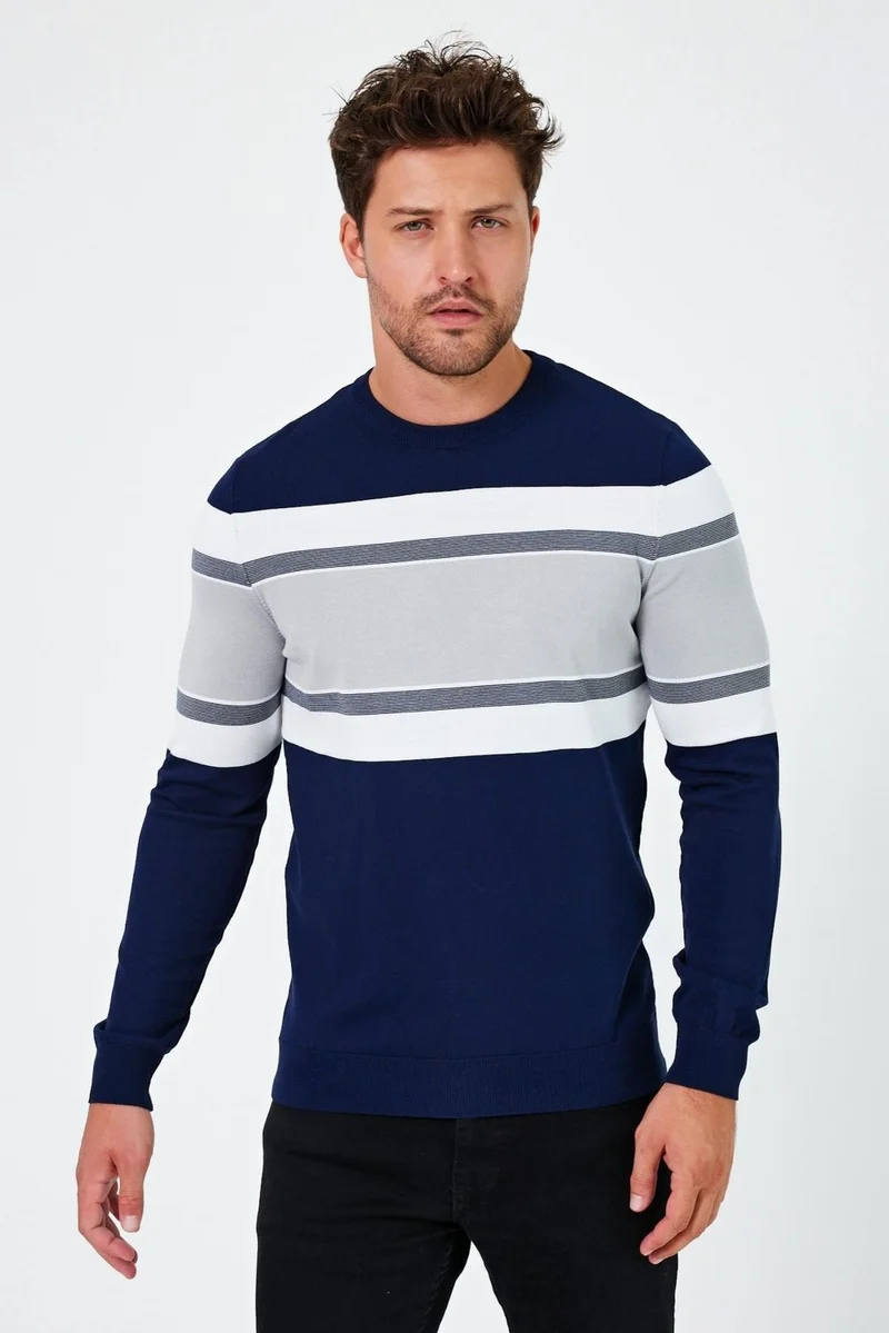 Alexander Gardi Crew Neck Color Block Regular Fit Sweater (E24-EZE-15)
