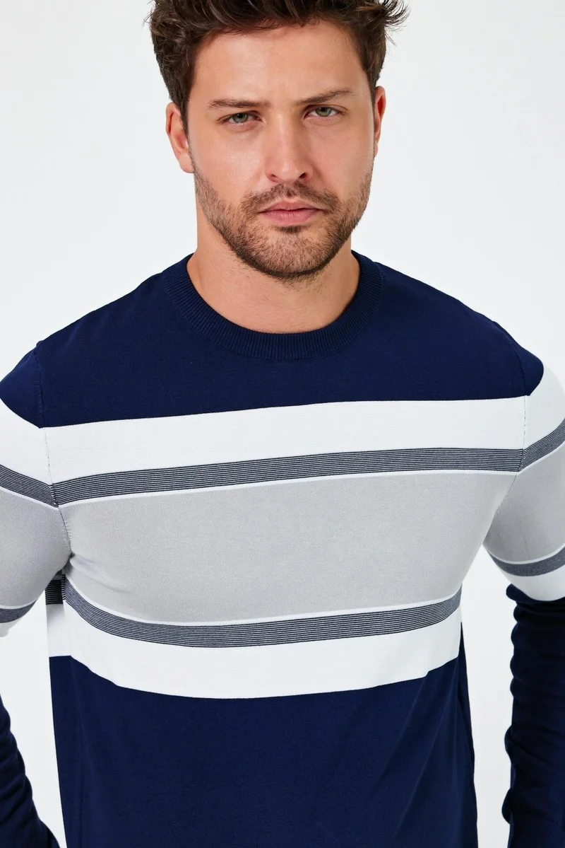 Alexander Gardi Crew Neck Color Block Regular Fit Sweater (E24-EZE-15)