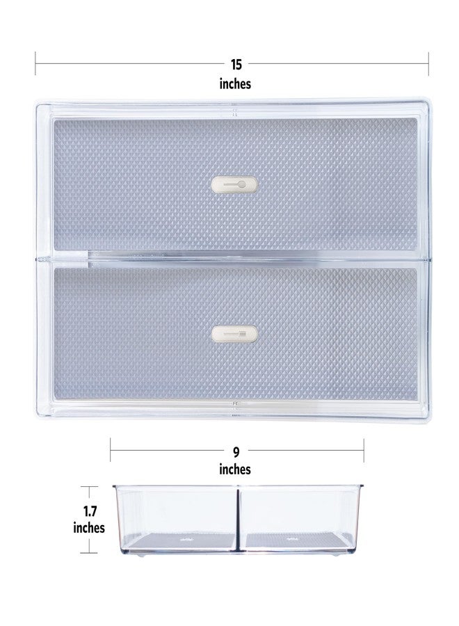 Glad Drawer Organizer Bin, 15x9 - Divided Clear Plastic Storage Tray for Junk Drawers, Kitchen Utensils, Bathroom Vanity, and Organizing Pantry - BPA Free, Food Safe, Non Slip - Image 2