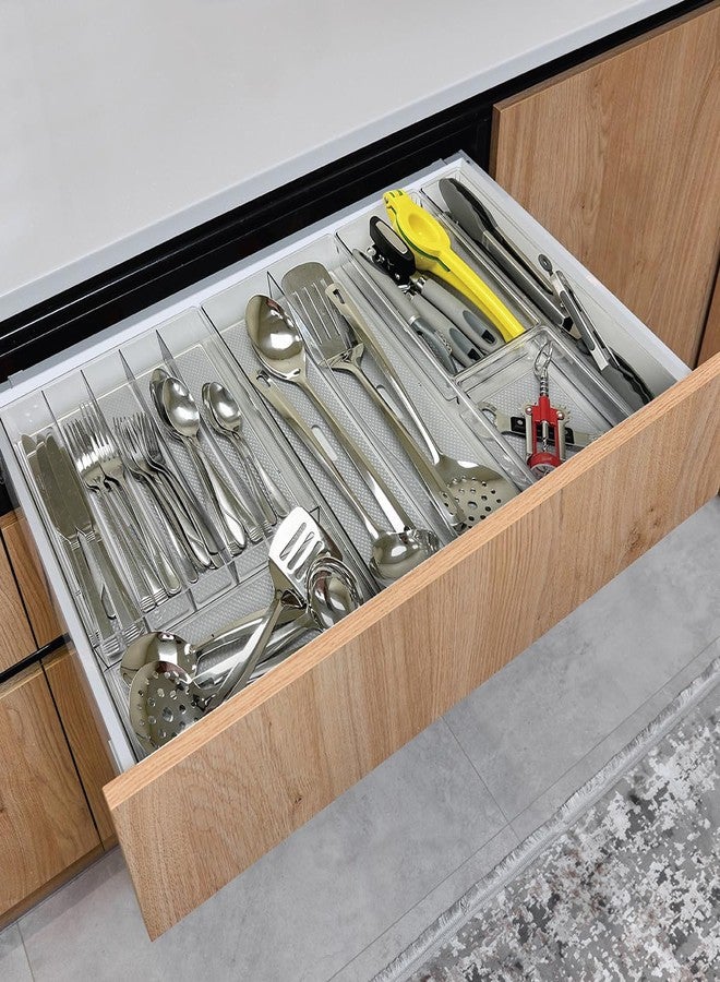 Glad Drawer Organizer Bin, 15x9 - Divided Clear Plastic Storage Tray for Junk Drawers, Kitchen Utensils, Bathroom Vanity, and Organizing Pantry - BPA Free, Food Safe, Non Slip - Image 5