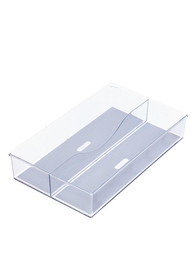 Glad Drawer Organizer Bin, 15x9 - Divided Clear Plastic Storage Tray for Junk Drawers, Kitchen Utensils, Bathroom Vanity, and Organizing Pantry - BPA Free, Food Safe, Non Slip - Image 1