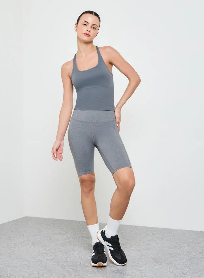 ستايلي اكتيف Charcoal Peep Racerback Tank