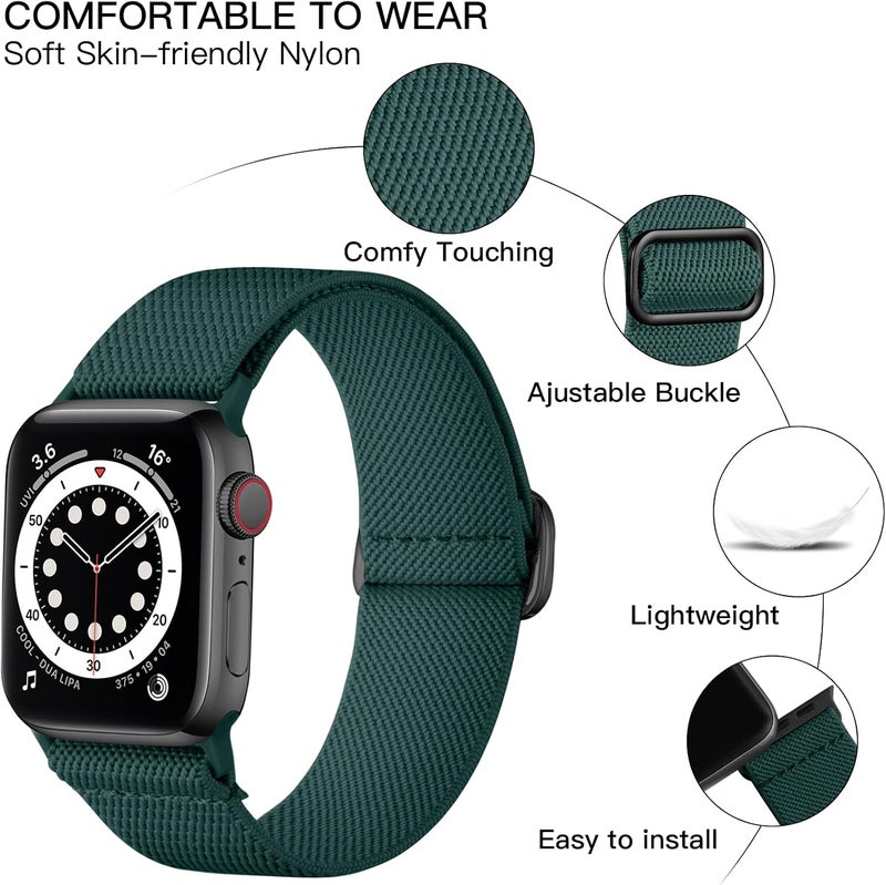 Lerobo Braided Band Compatible with Apple Watch Series 11 10 9 8 7 46mm 45mm 41mm Ultra SE 3 2 1 49mm Series 6 5 4 3 44mm 40mm 38mm 42mm Men iWatch Bands Women Stretchy Nylon Solo Loop Sport Strap - Image 2