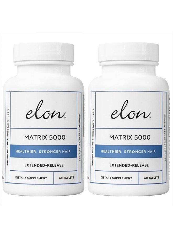 Elon - Matrix 5000 Biotin Hair Vitamins (120 Hair Growth Pills) - Biotin 5000mcg Vitamins for Hair Growth w/ Extended Release-Promotes Healthy & Strong Hair-Suitable for All Hair Types-60 Each - Image 1