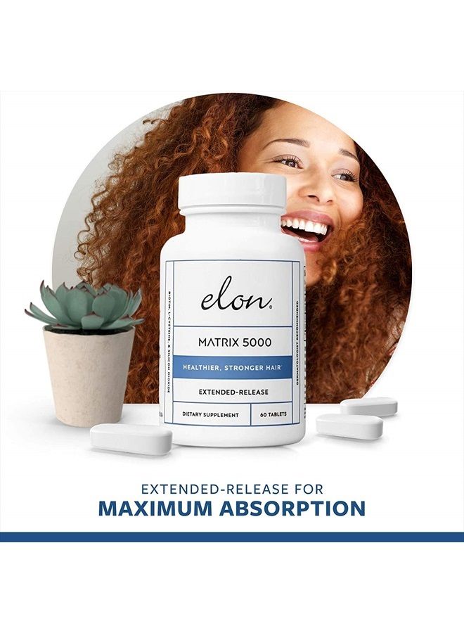 Elon - Matrix 5000 Biotin Hair Vitamins (120 Hair Growth Pills) - Biotin 5000mcg Vitamins for Hair Growth w/ Extended Release-Promotes Healthy & Strong Hair-Suitable for All Hair Types-60 Each - Image 1