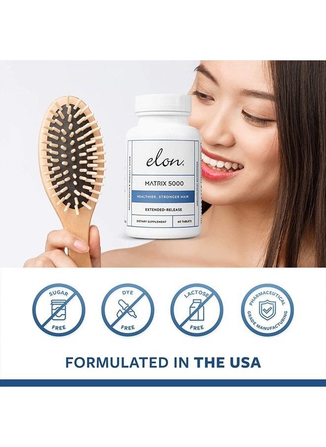 Elon - Matrix 5000 Biotin Hair Vitamins (120 Hair Growth Pills) - Biotin 5000mcg Vitamins for Hair Growth w/ Extended Release-Promotes Healthy & Strong Hair-Suitable for All Hair Types-60 Each - Image 1