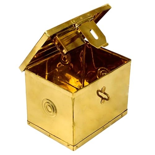 Putrika Brass Money Box| Coin Box/Piggy Bank/Gullak/Donation/Suggestion Box/Antique Coin Bank Box Money Organiser/Coin Money Bank Piggy Bank Money Bank(11cm*8.5cm) Weight: 260gms- Brass Hundi Mini - Image 2