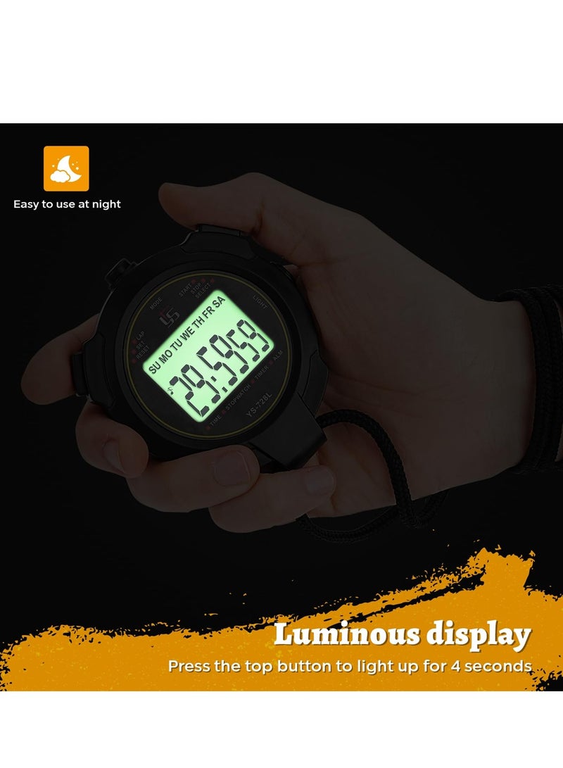 KASTWAVE ساعة توقيت رياضية رقمية إلكترونية، ساعة توقيت مضيئة، شاشة كبيرة مع التاريخ والوقت ووظيفة التنبيه، ساعة توقيت مقاومة للصدمات ومقاومة للماء وقابلة للتبديل مع حزام للمدرب والحكم - Image 5