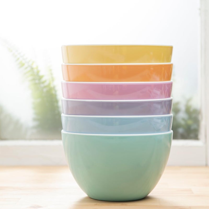 bzyoo Set of 6 Large Bowls 55Inch 304 OZ ColorPop Melamine Bowls Unbreakable Pasta Soup Cereal Salad Bowls for Quick and Easy Meals Side Dishes and Parties  Pastel - Image 1
