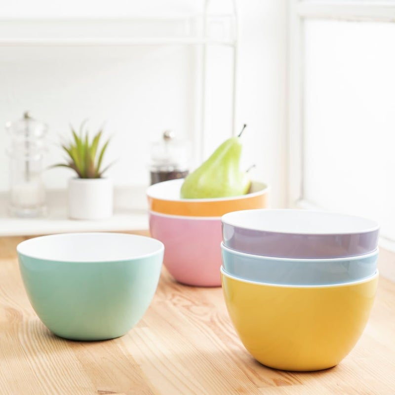 bzyoo Set of 6 Large Bowls 55Inch 304 OZ ColorPop Melamine Bowls Unbreakable Pasta Soup Cereal Salad Bowls for Quick and Easy Meals Side Dishes and Parties  Pastel - Image 2