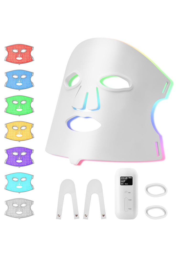 Hotodeal Hotodeal LED Face Mask Light Therapy7 Colors Light Therapy for Skin Rejuvenation Antiaging Beauty Red Light TherapySilicone Material LED Mask Foldable for Easy CarryingSilicone Version 