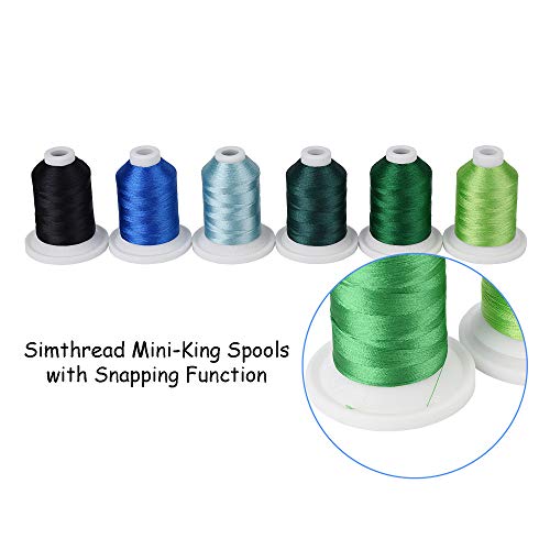 simthread مجموعة خيوط ماكينة التطريز سيمثريد 800 ياردة 21 بكرة بألوان الأزرق والأخضر للتصميم الاحترافي للتطريز - Image 3