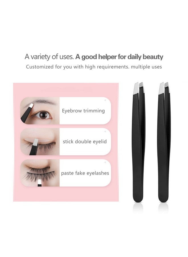 Derlaier Tweezers Set, High Precision Stainless Steel Eyebrow Tweezers for Facial Hair, Inward Growing Hair and Splinter Remover Kit, Suitable for Women and Men, 4-Piece Set. (Black) - Image 3