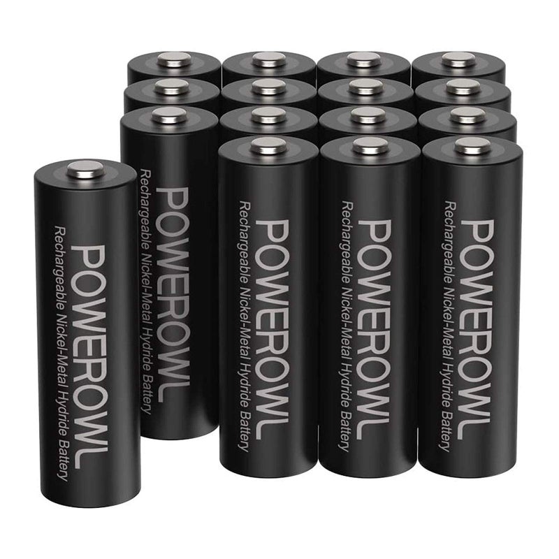 POWEROWL بطاريات POWEROWL AA القابلة لإعادة الشحن، سعة عالية 2800mAh، بطاريات 1.2V NiMH ذات تفريغ ذاتي منخفض، عبوة من 16 - Image 1