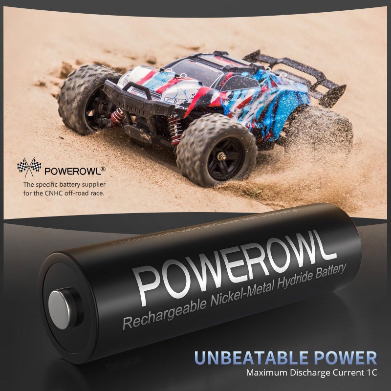 POWEROWL بطاريات POWEROWL AA القابلة لإعادة الشحن، سعة عالية 2800mAh، بطاريات 1.2V NiMH ذات تفريغ ذاتي منخفض، عبوة من 16 - Image 5