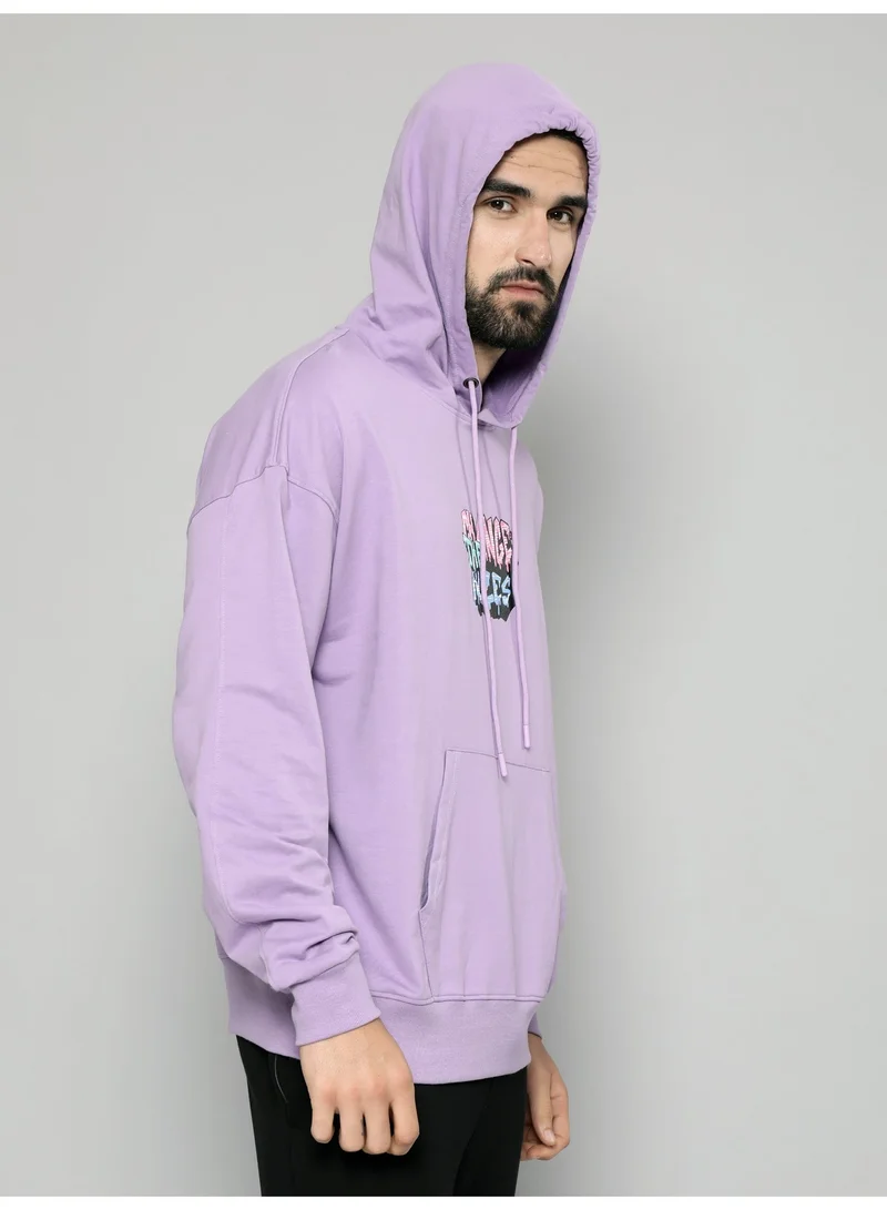 Maniac  Maniac Mens Printed Hooded Neck Fullsleeve Lavender Cotton Sweatshirt for Men | Best Price UAE