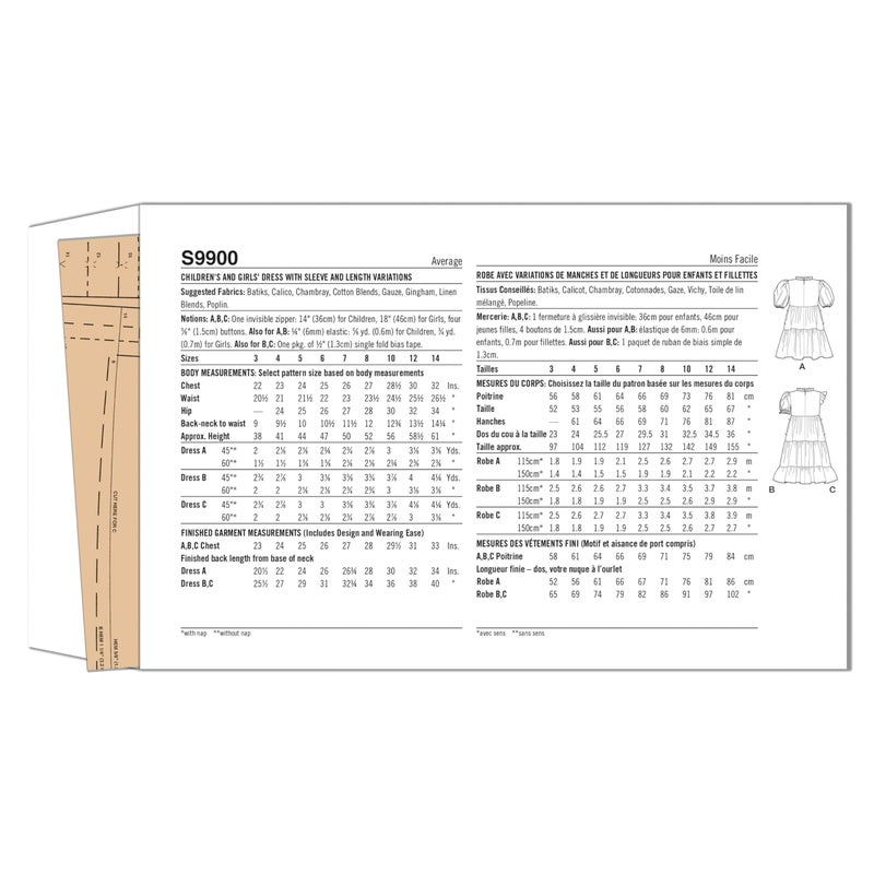 Simplicity Children's and Girls' Tiered Dress Sewing Pattern Packet, Design Code S9900, Sizes 3-4-5-6 - Image 2