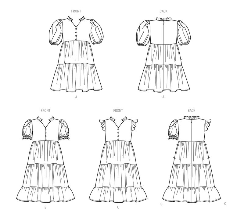 Simplicity Children's and Girls' Tiered Dress Sewing Pattern Packet, Design Code S9900, Sizes 3-4-5-6 - Image 3