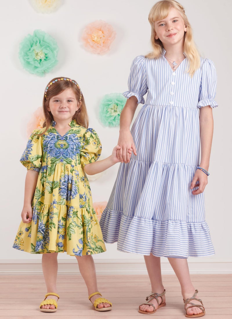 Simplicity Children's and Girls' Tiered Dress Sewing Pattern Packet, Design Code S9900, Sizes 3-4-5-6 - Image 4