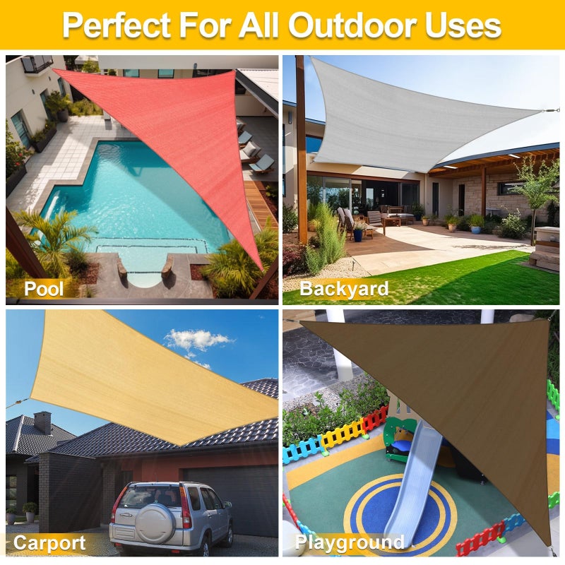 KANAGAWA Sun Shade Sail Curved 20'X26' Sand Rectangle Outdoor Shade Cover UV Blovk Canopy for Patio Garden Backyard Heavy Duty Permeable 185GSM (We Make Custom Size) - Image 4