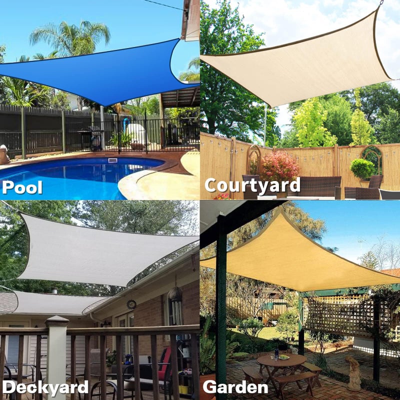 KANAGAWA Sun Shade Sail Curved 20'X26' Sand Rectangle Outdoor Shade Cover UV Blovk Canopy for Patio Garden Backyard Heavy Duty Permeable 185GSM (We Make Custom Size) - Image 5
