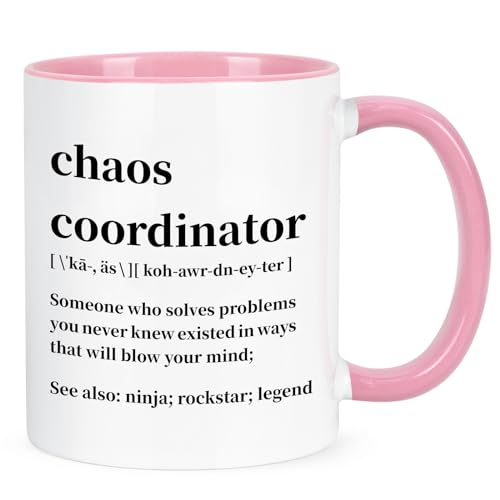 Cabtnca Chaos Coordinator Mug, 11Oz, Porcelain, Coffee Mug for Women Boss Teacher, Funny Work Gifts, Handmade, Microwave Safe, Dishwasher Safe - Image 1