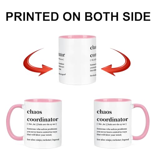 Cabtnca Chaos Coordinator Mug, 11Oz, Porcelain, Coffee Mug for Women Boss Teacher, Funny Work Gifts, Handmade, Microwave Safe, Dishwasher Safe - Image 5