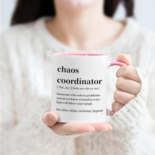 Cabtnca Chaos Coordinator Mug, 11Oz, Porcelain, Coffee Mug for Women Boss Teacher, Funny Work Gifts, Handmade, Microwave Safe, Dishwasher Safe - Image 2