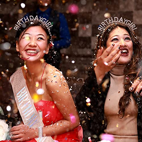 AOPRIE Birthday Crown for Women with Sash Rose Gold Blink Pink Tiara for Women Birthday Girl Headband Princess Crown Rhinestone Party Accessories - Image 3