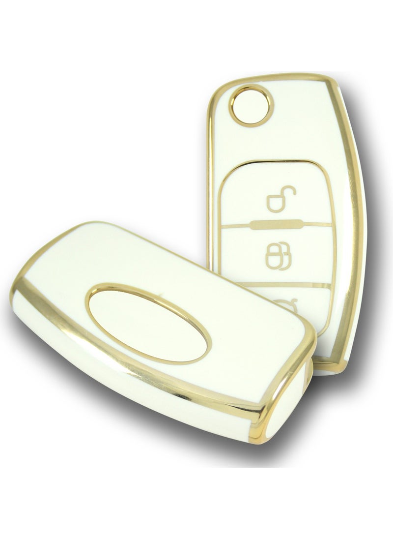 Ford Focus 2004+ White Car Key Remote Control Shell Case Car Keychain