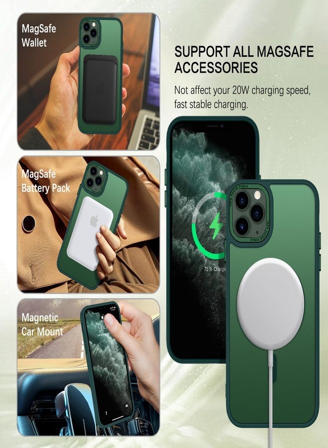 BENTOBEN for iPhone 11 Pro Case 2019 [Compatible with Magsafe] Translucent Matte Magnetic Phone Case iPhone 11 Pro 5.8" Slim Thin Shockproof Bumper Women Men Protective Cases Cover, Forest Green - Image 2