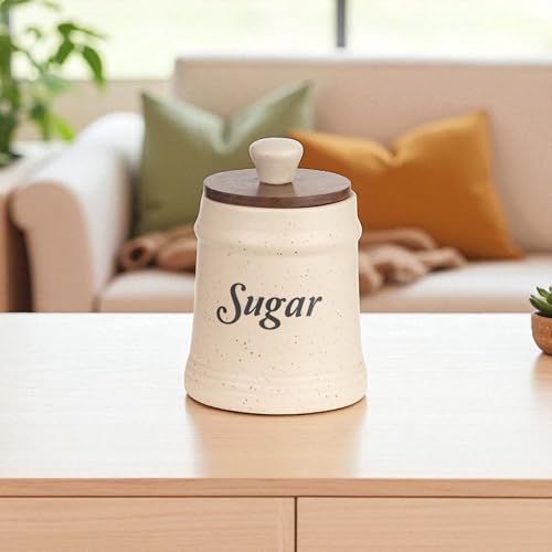 ClayStone Ceramic Salt Sugar Tea Coffee Containers for Kitchen - Airtight Storage Jars with Lids Set of 4 - Image 3