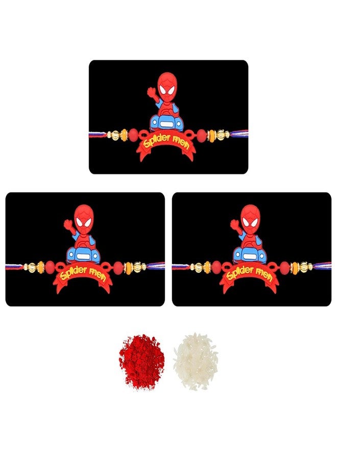 Saugat Traders Cartoon Rakhi for Kids Set of 3 - Rakhi for Nephew, Niece, Brother Kid Boy and Girl - Raksha Bandhan Rakhee with Roli Chawal - Image 1