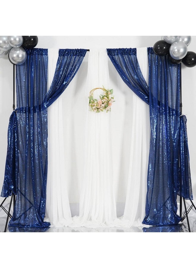 Poise3EHome 2Ft X 8Ft Blue Sequin Photography Backdrop Curtains 2 Panels For Party Decoration Navy Blue - Image 5