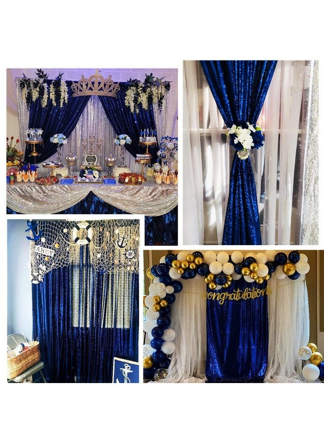Poise3EHome 2Ft X 8Ft Blue Sequin Photography Backdrop Curtains 2 Panels For Party Decoration Navy Blue - Image 4