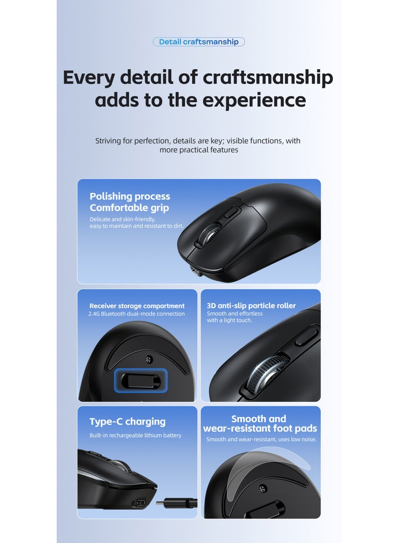 T-WOLF Q3 dual-mode wireless charging computer portable office gaming mouse is unique, featuring a silent button and a 3-level DPI mouse - Image 4
