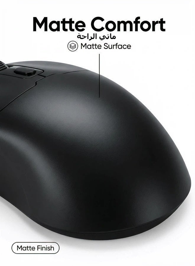 تي- وولف ماوس بلوتوث T-WOLF ، ماوس مكتب ، كمبيوتر شحن لاسلكي مزدوج الوضع ، ماوس ألعاب مكتب محمول مع ميزات فريدة من نوعها ، مجهزة بزر الصمت ووظيفة ضبط DPI ثلاثية المستويات ، ماوس أسود - Image 3