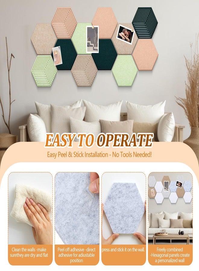 Mindsoft 12 Pcs Hexagon Cork Boards Tiles for Walls Decor 12 x 10 Inch Cork Bulletin Board Tiles with 50 Pins, Pin Board for Office Home for Office & Home for Notes Photos and DIY Classroom Decor - Image 4