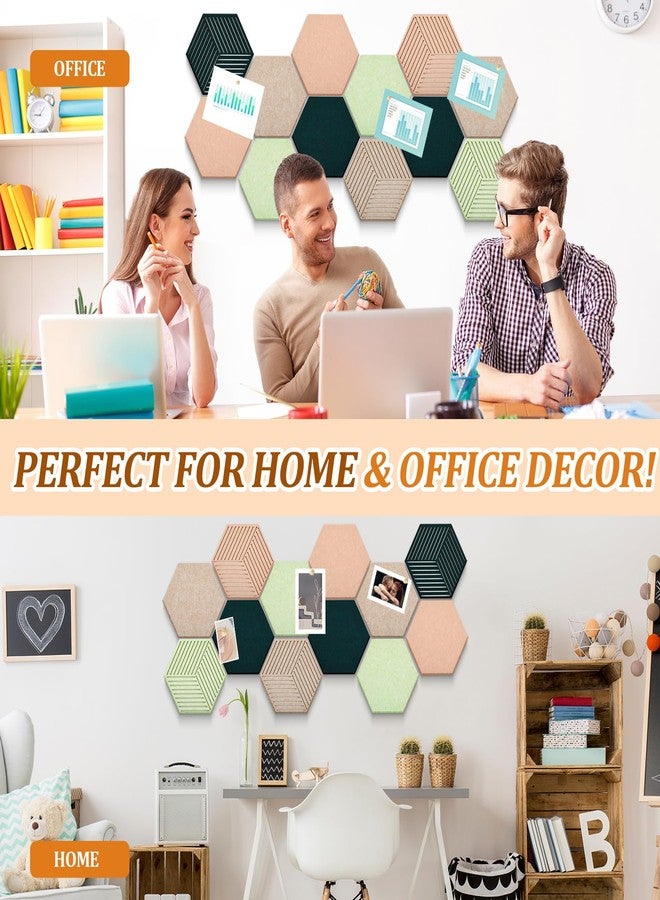 Mindsoft 12 Pcs Hexagon Cork Boards Tiles for Walls Decor 12 x 10 Inch Cork Bulletin Board Tiles with 50 Pins, Pin Board for Office Home for Office & Home for Notes Photos and DIY Classroom Decor - Image 5