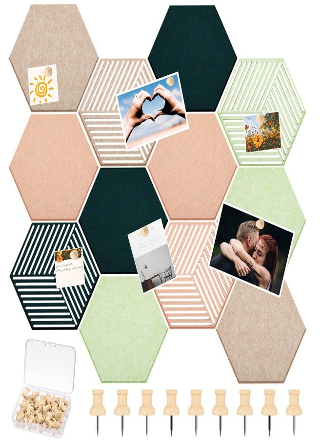 Mindsoft 12 Pcs Hexagon Cork Boards Tiles for Walls Decor 12 x 10 Inch Cork Bulletin Board Tiles with 50 Pins, Pin Board for Office Home for Office & Home for Notes Photos and DIY Classroom Decor - Image 1