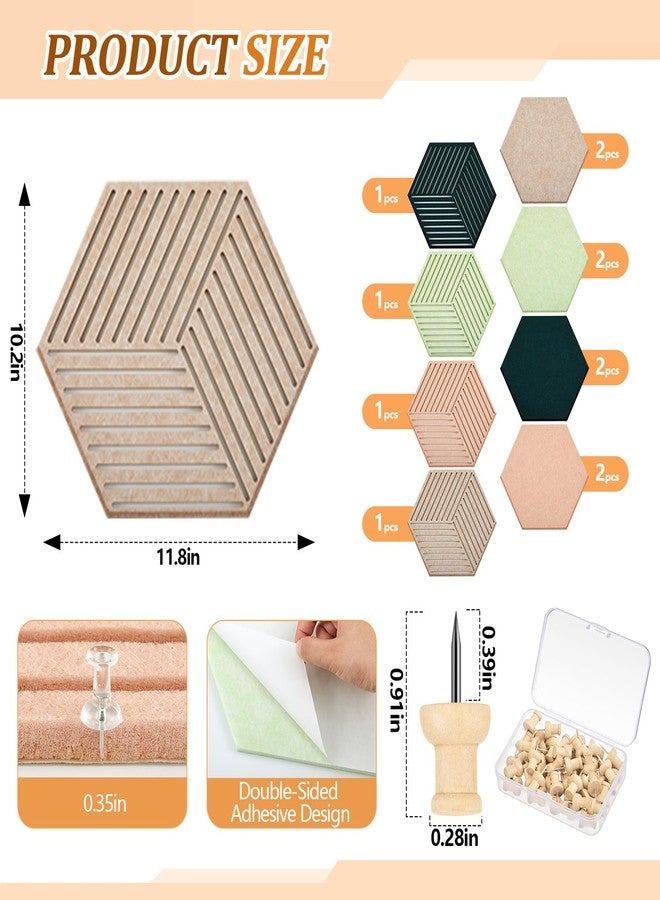 Mindsoft 12 Pcs Hexagon Cork Boards Tiles for Walls Decor 12 x 10 Inch Cork Bulletin Board Tiles with 50 Pins, Pin Board for Office Home for Office & Home for Notes Photos and DIY Classroom Decor - Image 3