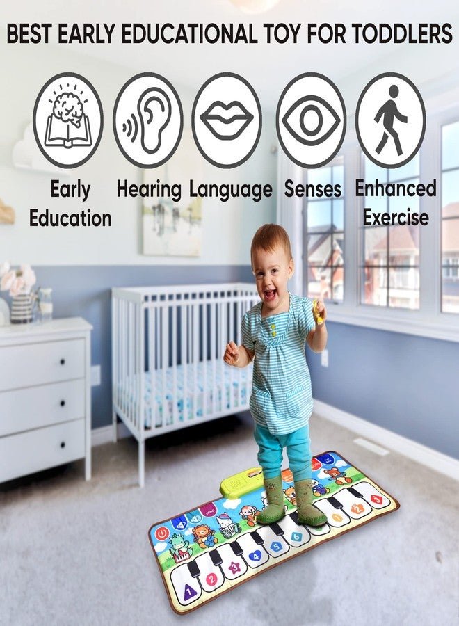 Bhavyam Baby Musical Piano Mat for Kids to Dance and Play at Home | Includes 3 Toothbrushes and a Tongue Cleaner. (Cartoons Piano Mat) - Image 2