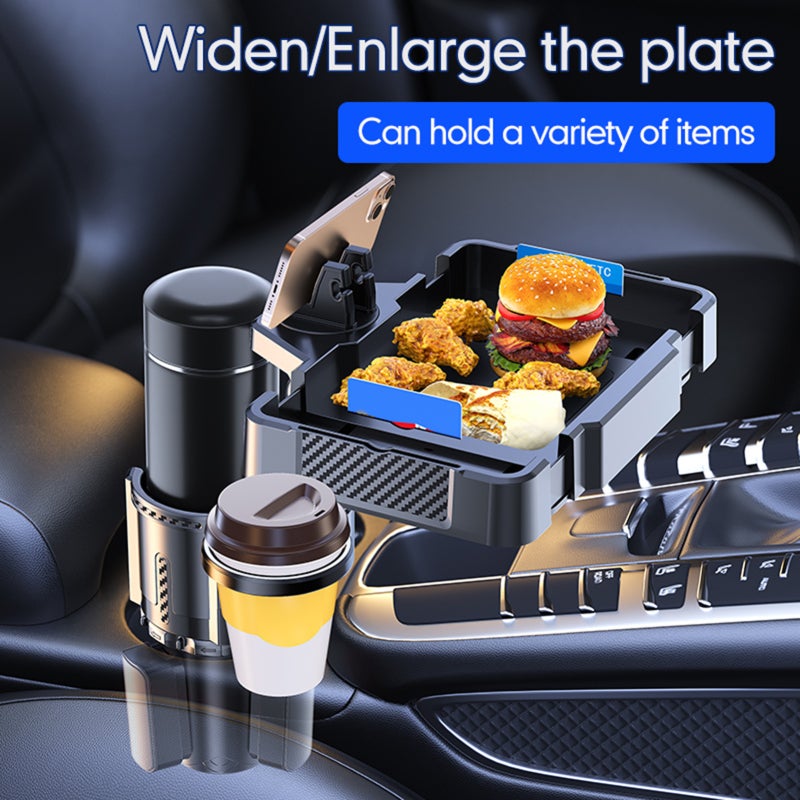 Cup Holder Tray for Car Dual Cap Holder 4IN1 Adjustable Car Cup Holder Multifunctional Car Drink Phone Holders Snack Tray Expander - Image 4