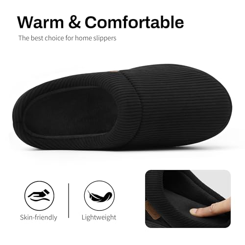 shoeslocker Mens Slippers Moccasin House Shoes Soft Memory Foam Slip-on Indoor/Outdoor, Black, Size 11-12 D(M) US - Image 4