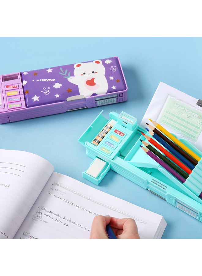 Primary School Students Multi-functional Large-capacity Double-layer Stationery Box Children's Cute High-value Storage Box Pencil Case - Image 4