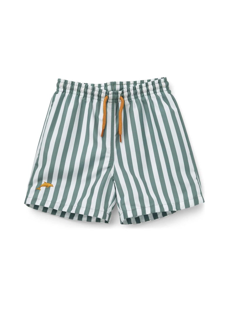 LDIOIF Boys Swim Trunks Quick Dry Beach Wear Sport Swim Shorts Green Striped Bathing Suit Light Weight Board Shorts Swimsuits - Image 1