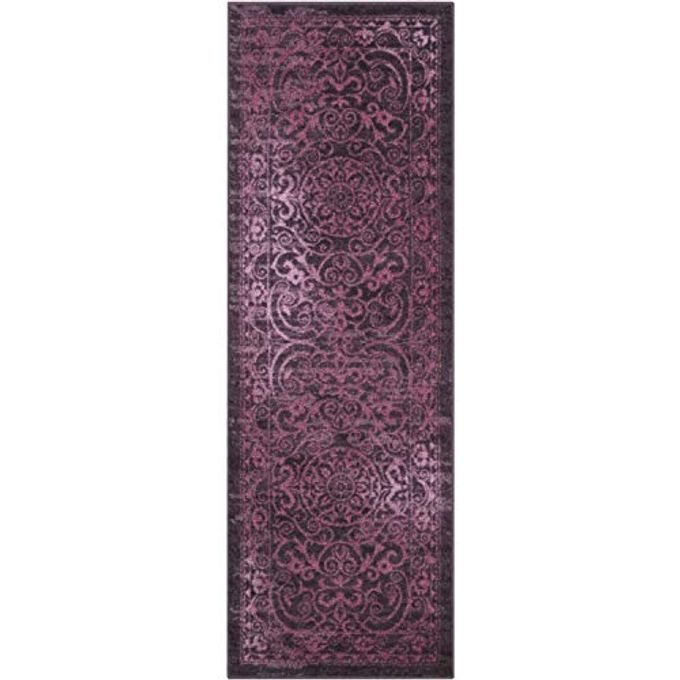 Maples Rugs Pelham Vintage Medallion Runner Rug - Made in USA - Washable, Non-Slip, Low Profile Indoor Rug for Hallway, Kitchen, and Laundry Room, 2' x 6', Wineberry